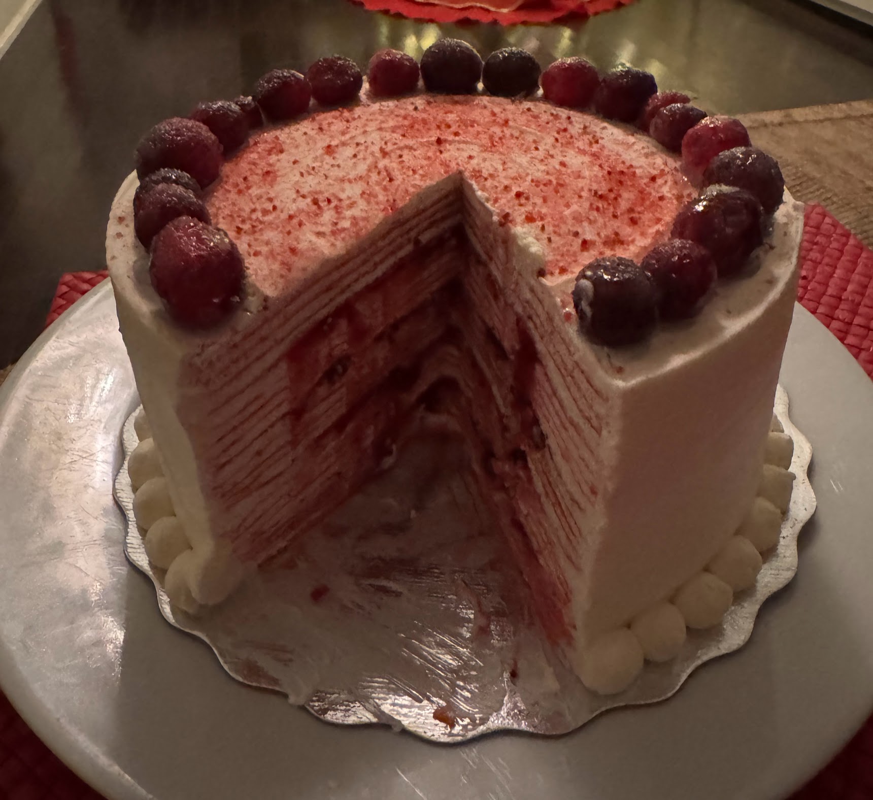 A Holiday Cake I Waited for All Year: Nana’s Creperie’s Christmas Cranberry Crepe Cake